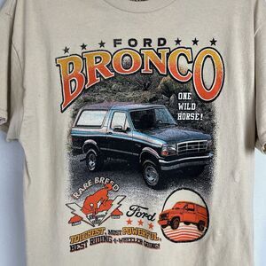Ford Bronco T Shirt Mens Large Rare Breed One Wild Horse Off-Road Legend Beige L